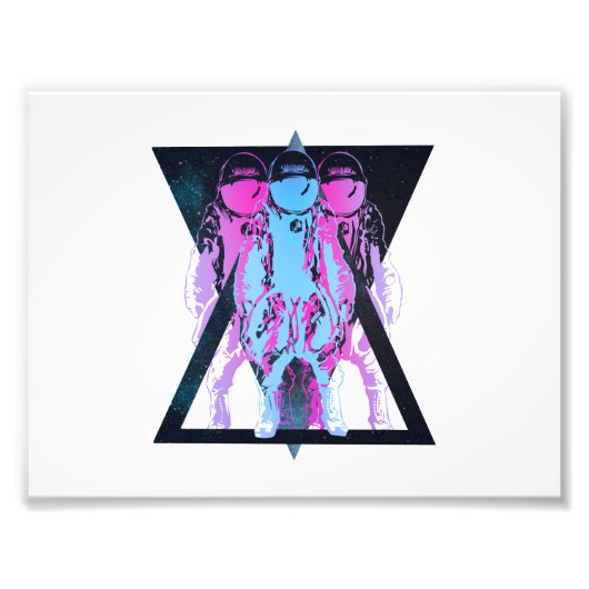 Roze en blauwe Cosmonaut hipster Foto Afdruk (Voorkant)