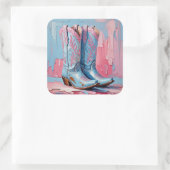Roze en blauwe Cowgirl laarzen Stickers (Tas)