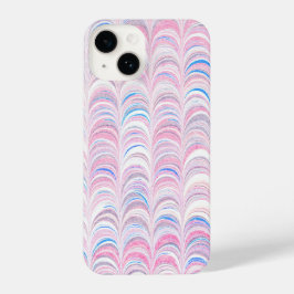Roze en Blauwe Curve  Patroon Telefoon Case iPhone 14 Hoesje