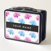 Roze en Blauwe Dahlia, Bloemenpatroon, Jouw naam (Voorkant)