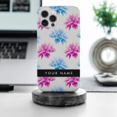Roze en Blauwe Dahlia, Bloemenpatroon, Jouw naam Case-Mate iPhone Case