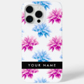 Roze en Blauwe Dahlia, Bloemenpatroon, Jouw naam Case-Mate iPhone Case (Achterkant)