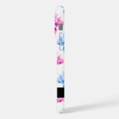 Roze en Blauwe Dahlia, Bloemenpatroon, Jouw naam iPhone Hoesje (Linkerkant)