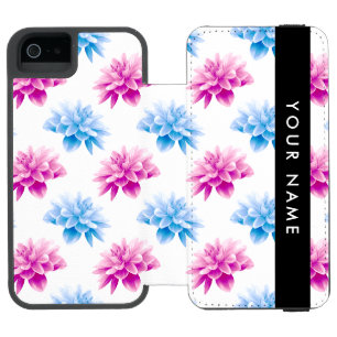 Roze en Blauwe Dahlia, Bloemmotief, Uw Naam