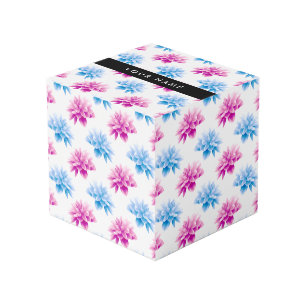 Roze en Blauwe Dahlia, Bloemmotief, Uw Naam Kubus