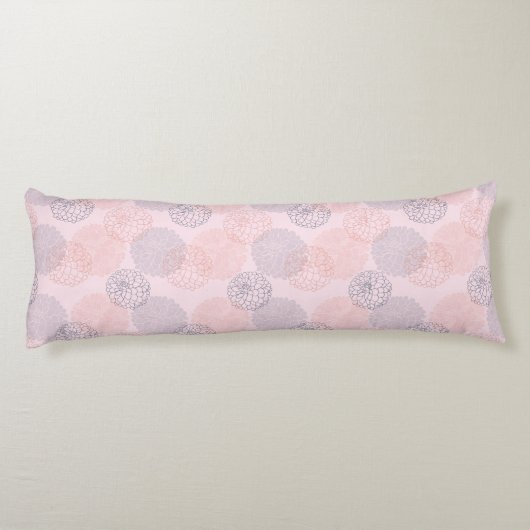Roze en blauwe Dahlias omkeerbare lange decor Lichaamskussen (Achterkant)