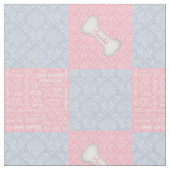 Roze en blauwe Damask Patchwork met naam Stof (Close Up)