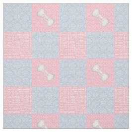 Roze en blauwe Damask Patchwork met naam Stof