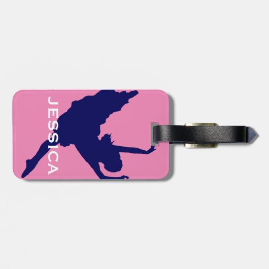 Roze en blauwe danser 2 bagagelabel (Achterkant horizontaal)