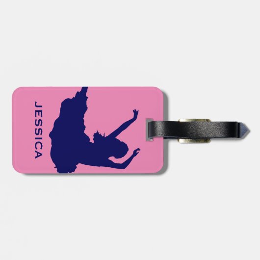 Roze en blauwe danser bagagelabel (Achterkant horizontaal)