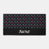 Roze en blauwe decoratieve afdruk op zwart bureaumat (Voorkant)