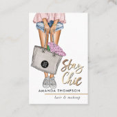 Roze en blauwe denim Floral Visitekaartje (Voorkant)