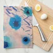 Roze en blauwe design keukenhanddoek (Quarter Fold)