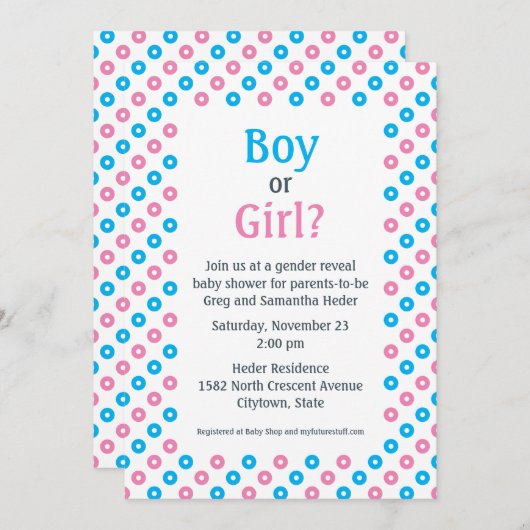 Roze en Blauwe Diagonale Dot Geslacht Onthullen Do Kaart (Voorkant / Achterkant)