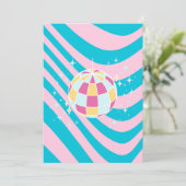 Roze en Blauwe Disco Bal, Party Art, Preppy, jaren Kaart (Staand voorkant)