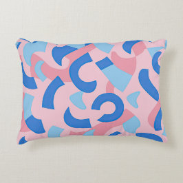 Roze en blauwe doedel patroon accent kussen