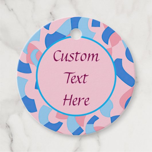 Roze en blauwe doedel patroon bedankjes labels (Voorkant)