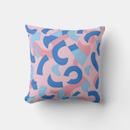 Roze en blauwe doedel patroon kussen