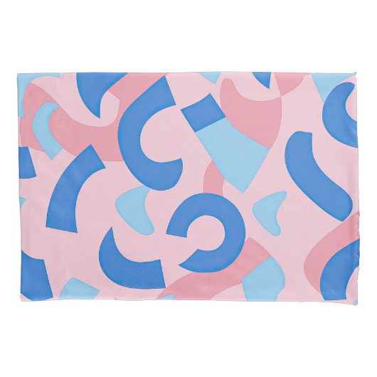 Roze en blauwe doedel patroon kussensloop (Voorkant)