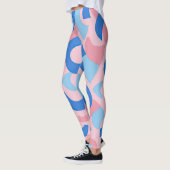 Roze en blauwe doedel patroon leggings (Links)