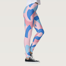 Roze en blauwe doedel patroon leggings