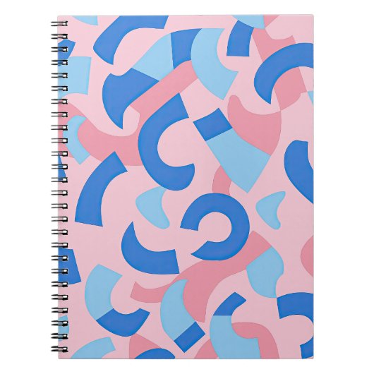 Roze en blauwe doedel patroon notitieboek (Voorkant)