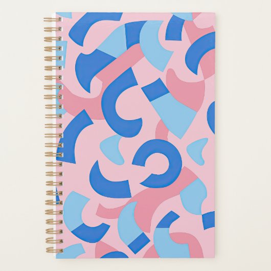 Roze en blauwe doedel patroon planner (Voorkant)