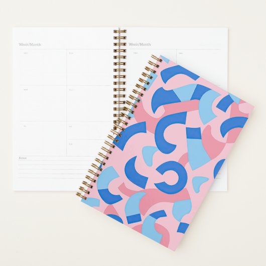 Roze en blauwe doedel patroon planner (Display)