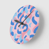 Roze en blauwe doedel patroon ronde klok (Hoek)