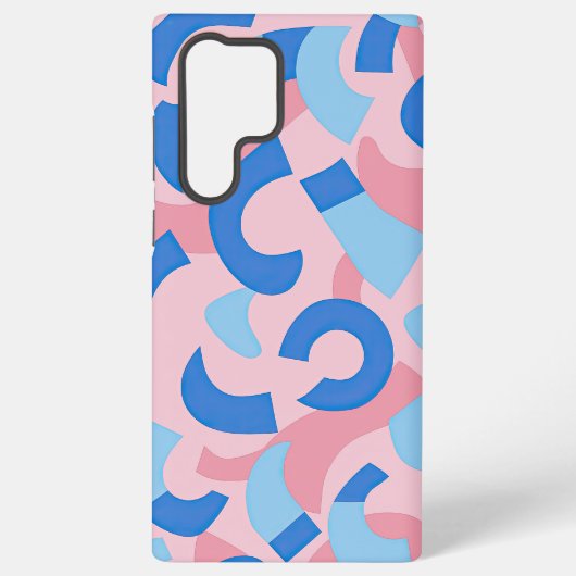 Roze en blauwe doedel patroon samsung galaxy hoesje (Achterkant)