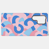 Roze en blauwe doedel patroon samsung galaxy hoesje (Achterkant horizontaal)