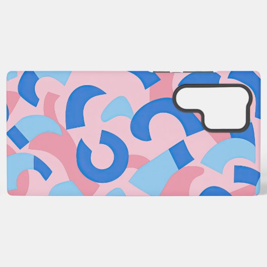 Roze en blauwe doedel patroon samsung galaxy hoesje (Achterkant horizontaal)