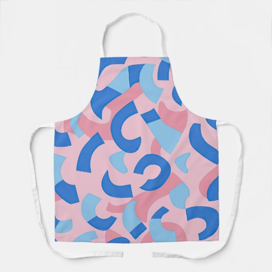 Roze en blauwe doedel patroon schort (Voorkant)