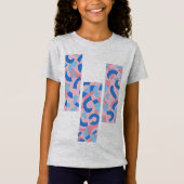 Roze en blauwe doedel patroon t-shirt (Voorkant)