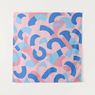 Roze en blauwe doedel patroon wandkleed