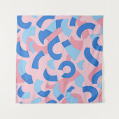 Roze en blauwe doedel patroon wandkleed (Voorkant)