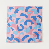 Roze en blauwe doedel patroon wandkleed (Voorkant (horizontaal))