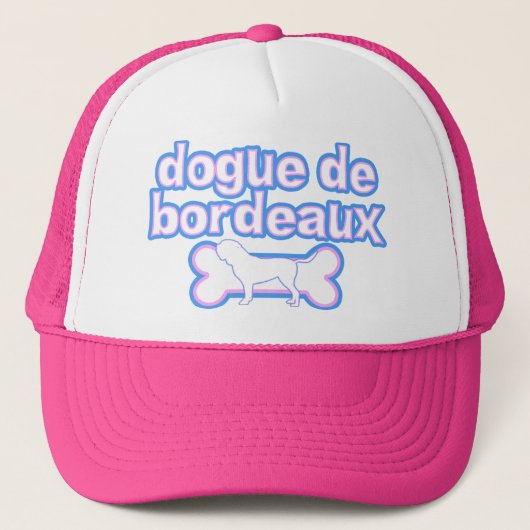 Roze en Blauwe Dogue de Bordeaux Trucker Pet (Voorkant)