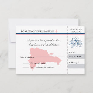 Roze en Blauwe Dominicaanse Republiek RSVP Kaartje