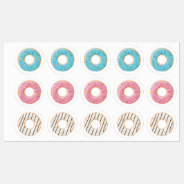 Roze en blauwe donuts en donutbeetjes room 3x set labels