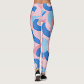 Roze en Blauwe Doodle Patroon Leggings (Achterkant)
