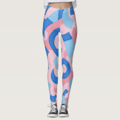 Roze en Blauwe Doodle Patroon Leggings (Voorkant)