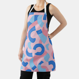 Roze en Blauwe Doodle Patroon Schort