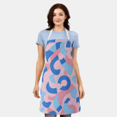 Roze en Blauwe Doodle Patroon Schort (Gedragen)