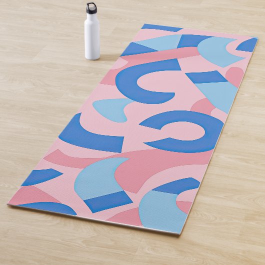 Roze en Blauwe Doodle Patroon Yogamat (In situ)