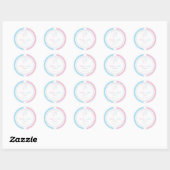 Roze en Blauwe Doop Favor Sticker (Vel)