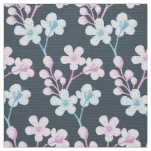 Roze en blauwe doorndoorn floral stof