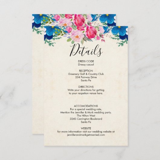 Roze en blauwe druppels bruiloft - Details (Voorkant / Achterkant)