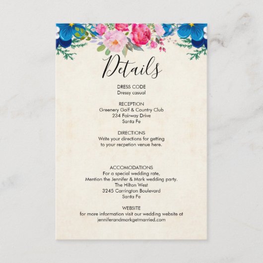 Roze en blauwe druppels bruiloft - Details (Voorkant)