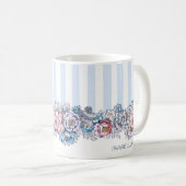  roze en blauwe druppels en strepen met naam koffiemok (Voorkant rechts)